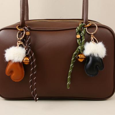 Fashion Personality Plush Cute Small Gloves Pendant Accessories Bell Braided Rope Bag Pendant Keychain