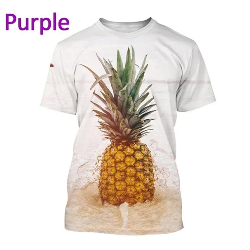 Summer New Pineapple Pattern 3D Printing Short-sleeved Breathable T Shirt Men's Women's Tropical Fruit Graphic Streetwear Tops