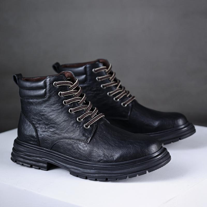 

Golden Sapling Men s Boots 2025 Spring Retro Microfiber Leather Shoes Thick Bottom Man Ankle Boot Outdoor British Style Botas 45 чёрный