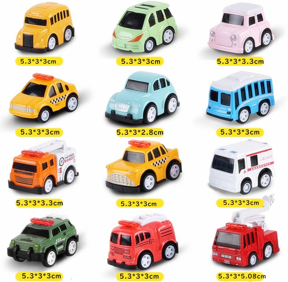 Huang Yem Toy Mini Car Alloy Car Working Mini Car Kids Festival Prize Cars, Set, Set, 12-Piece Set, Vehicles, Set, Pull-Back Cars, Toy, Gift, Reward,