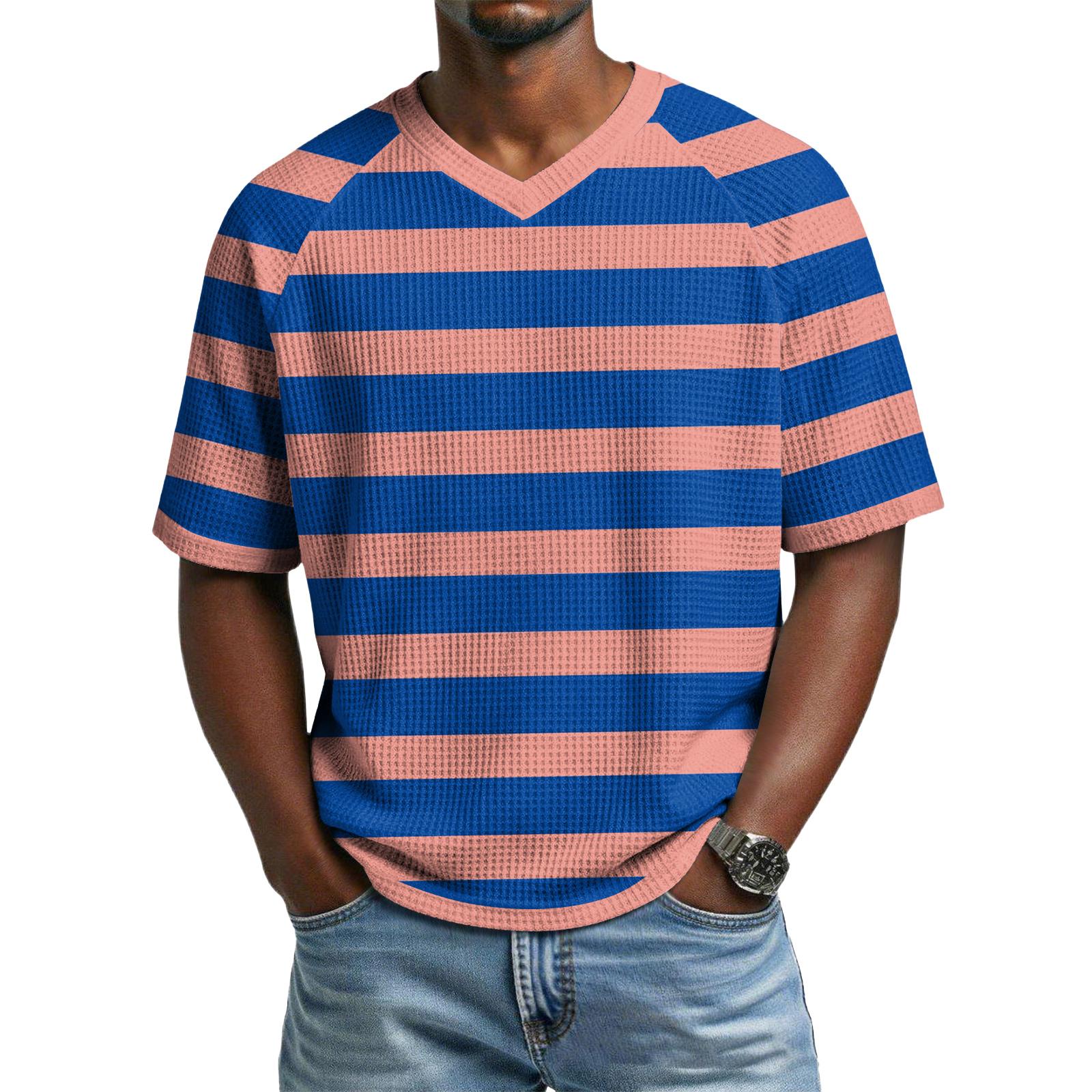 Men s Casual V-Neck Raglan Short-Sleeve Top XXXXL