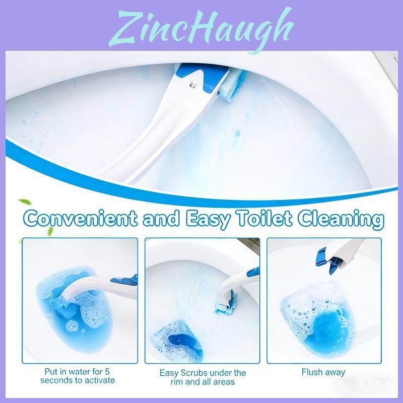 Plastic Singleuse Toilet Brush Set With Nonwoven Replacement Heads And Storage Hooks For Household Use