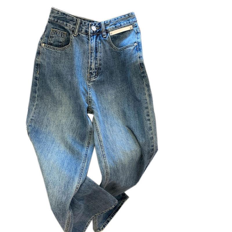 Denim Trousers Vintage Wide Leg Pants Women Korean Straight Long Pants High Waist Casual Loose Autumn