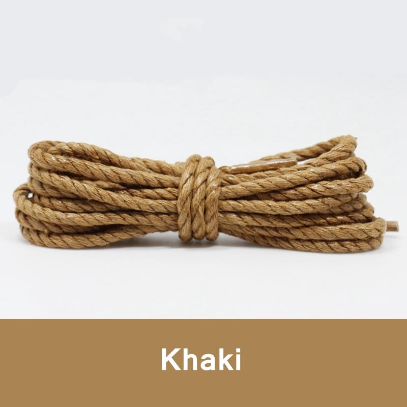1 Paar Veters Casual Leren Veters Gewaxte Ronde Schoenveters Schoenveter Sportschoenen Koorden Touwen 60/90/120/150CM P-4 60cm kaki