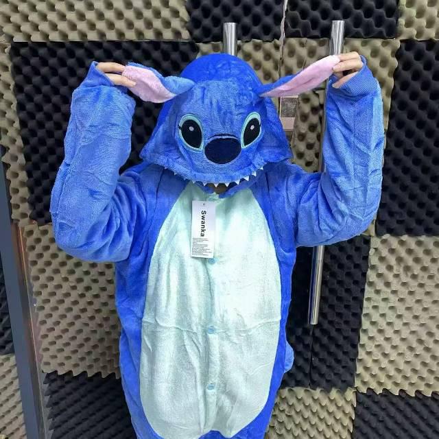 Children's Gray Wolf Flannel Onesie Romper Pajamas for Autumn/Winter