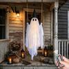 Großer hängender Geist für Garten Halloween Schaukel Dekoration mit Hexenhut, Gruselige Outdoor Dekor Dekorationen Lichterkette Und Fernbedienung Veranda Hof