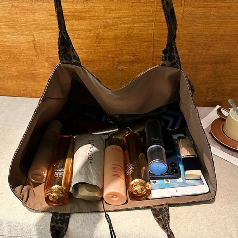Vintage Leopard Double-Sided Shoulder Bags for Women Casual Large Capacity Ladies Shopping Tote Cool Girls Underarm Bag Handbags