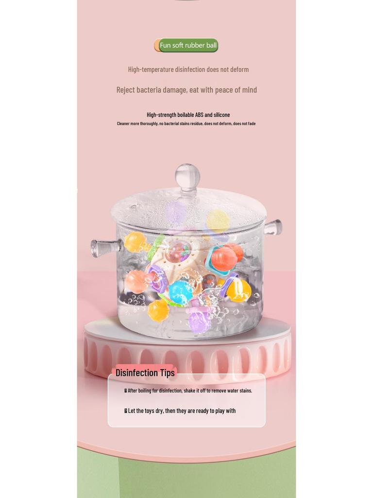 Kleinkind Lernpuzzle & Beißring Manhattan Atom Ball - Beruhigendes Greifspielzeug für Babys