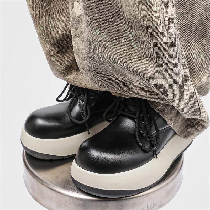 

Мужская обувь новая нишевая Q-версия большая голова дерби кожаная обувь ревень низкий верх повседневные ботинки Мартина мужские Z202 39