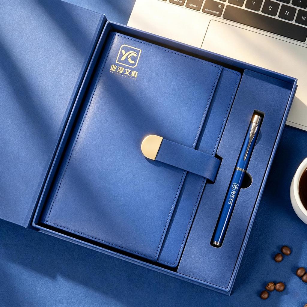 Buckle-Closure Imitation Leather Business Notebook with Logo Printing