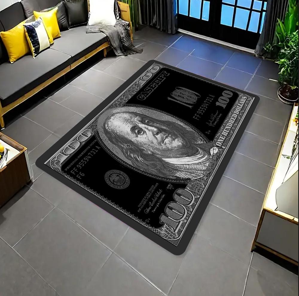 Colorful Creative Dollar Money Print Carpet Mat Rug Large Area Bedroom Entryway Non-Slip Stain Resistant Home Decoration
