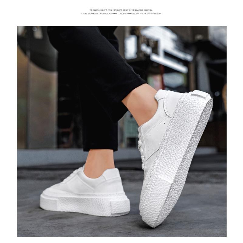 New Summer Thick Sole Skate Shoes, Trendy Elevated Casual Bread Shoes, Breathable Platform White Sneakers