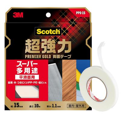 3M Scotch Super Strong Super 15mm X 1 Roll PPS-15 Double-Sided Tape, Multi-Purpose, 10m,