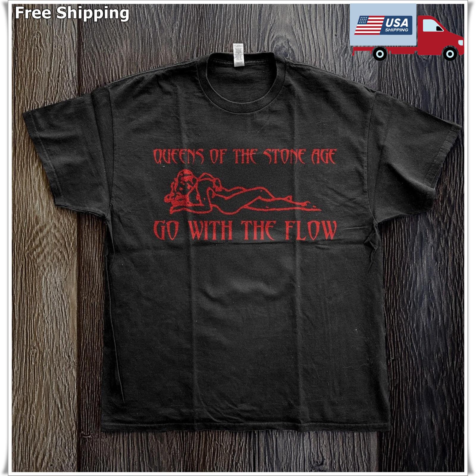 Queens Of The Stone Age Go With the Flow Black Cotton T-shirt Size S-5XL XXL