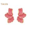 1 Pair Lady Earrings Petal Shape Oil Dripping Smooth Maple Decor Smooth Anti-slip Lightweight Prom Dating Cocktail Party Stud Earrings