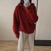 Soft Waxy Casual Versatile Hooded Knitted Cardigan Top Women's Solid Color Loose Lazy Wind Thickened Sweater Jacket