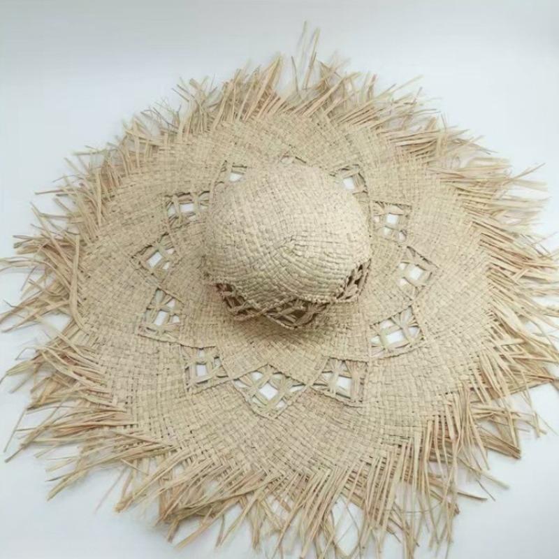 Summer Wind Big Brim Raffia Straw Hat Women's Beach Hat Travel Seaside Vacation Sun Hat