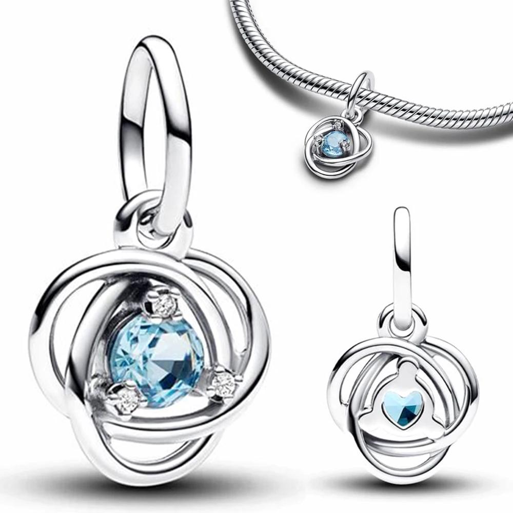 Copper Twelve Month Birthstone Heart Eternity Charms Beads Pendant Fit Original Bracelet For Women Fine Jewelry