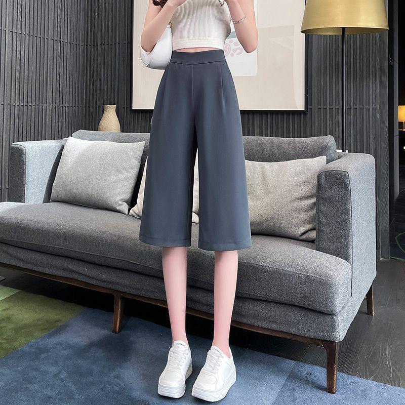 

High-Waist Plus Size Women s Slimming Wide-Leg Cropped Pants M 95-115 jin