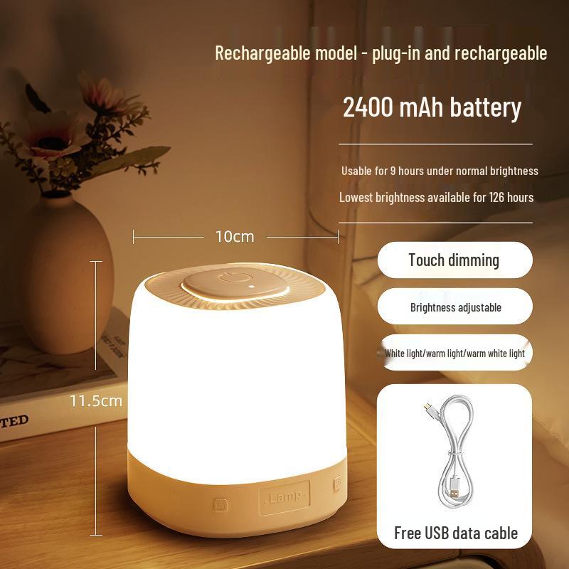 Rechargeable Night Light for Bedroom: Sleep-Friendly, Eye-Caring Bedside Lamp for Postpartum Breastfeeding and Children's Rooms
