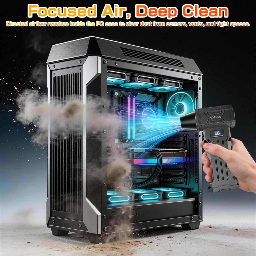 Multi-scenario Use Electric Air Duster Jet Fan Turbo Blower Cleaning Blowing Tool 110000RPM Blow And Suction 2 In 1 Blow Snow With Outlet Nozzles