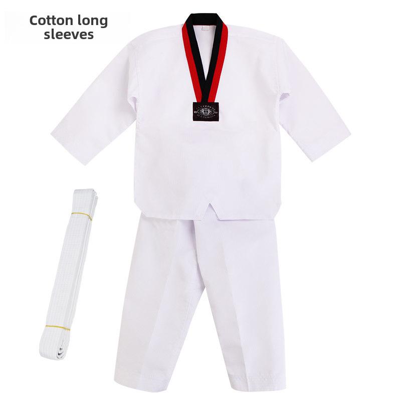 

Детская и взрослая форма для тхэквондо — длинный/короткий рукав, хлопок, унисекс, летние/осенние тренировочные брюки 140