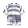 Li Ning Weekend Youth High Street American Vintage Striped Round Neck Casual Loose Soft Short Sleeve T-Shirt Unisex Tops Off-White Deep-Navy AHSU659-3