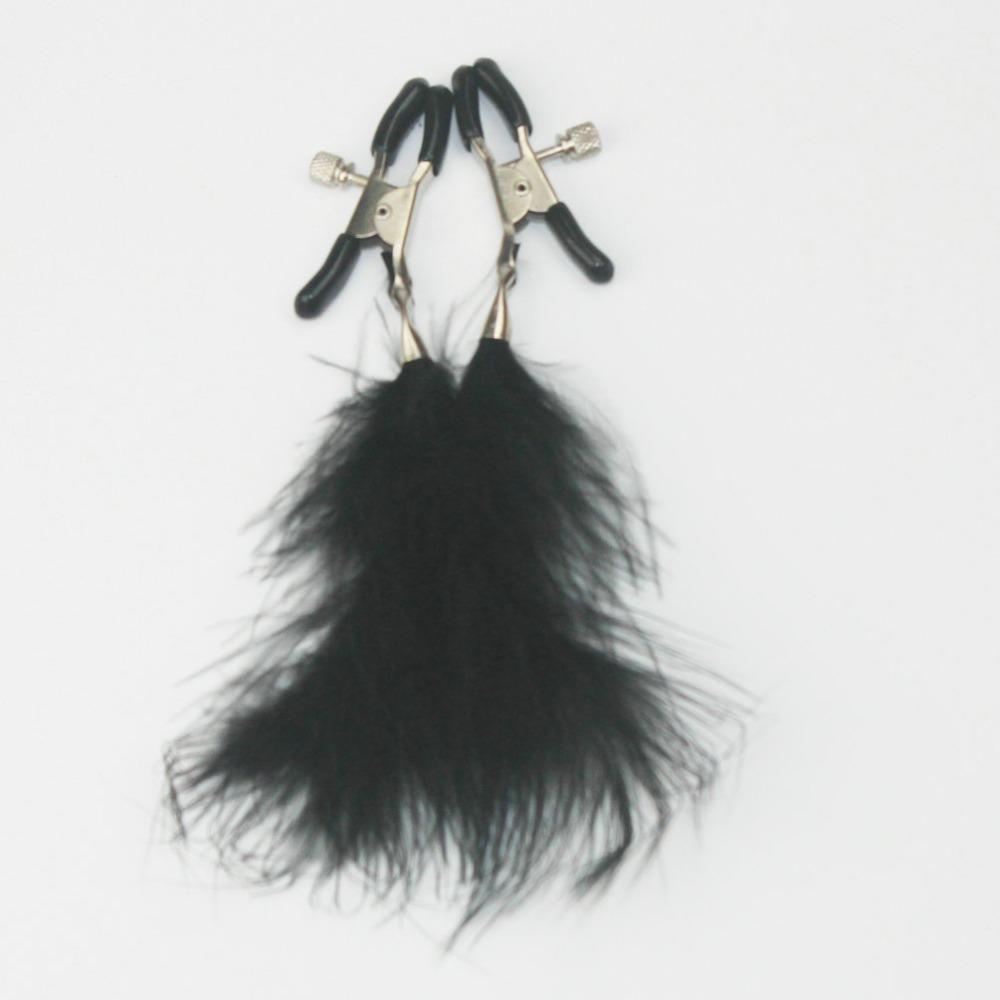 fancy Feather Nipple Clamps Tickle tease sensitive nipples with adjustable clamps cosplay game sex toys for couples