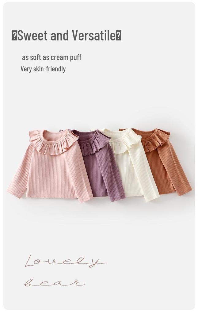 Girls' Stylish Long-Sleeve Base Layer Shirt for Autumn/Winter - Warm and Versatile Top