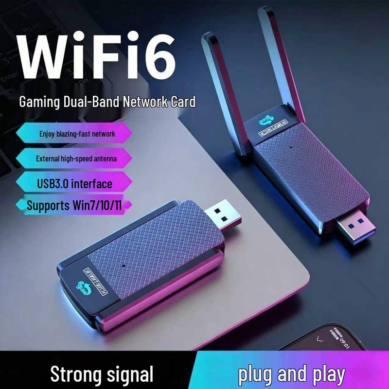WiFi 6 Dual-Band 1800M USB Gigabit Wireless Network Card for Computer/Laptop