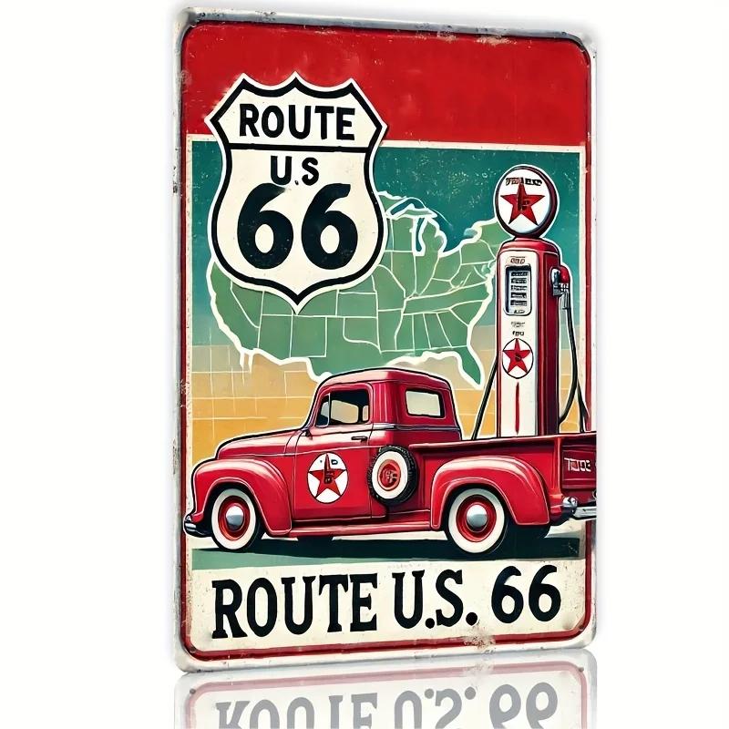 

Декор комнаты Металлическая табличка Винтажная Route 66 Веселая Кухня Ресторан Бар Мужская Берлога Гараж Декор Уникальный Дизайн 20x30cm（7.8x11.8inch）