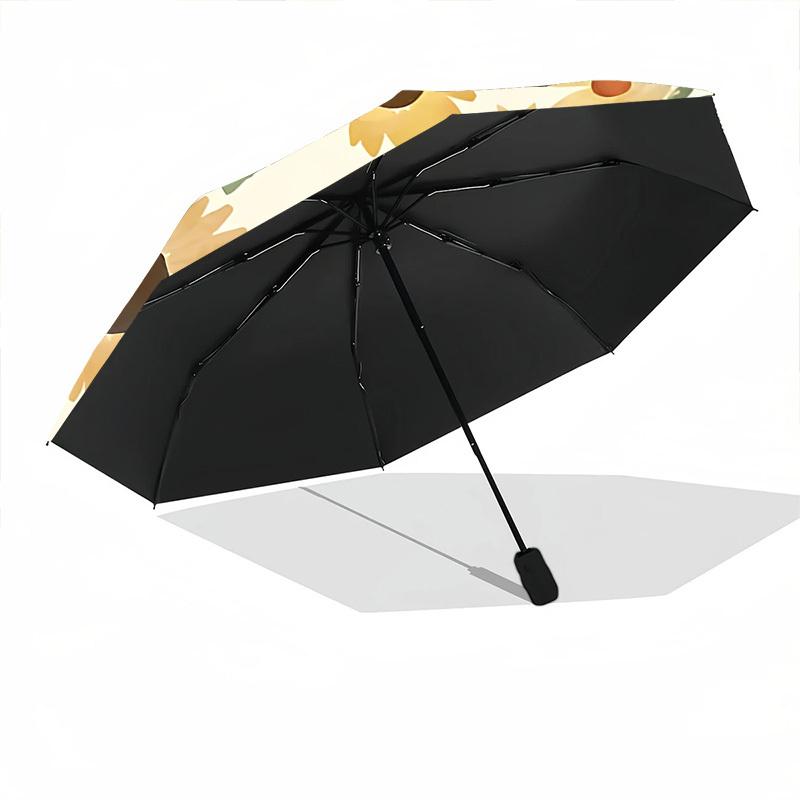 1pc Sunflower Print Auto-Fold Umbrella with One-Touch Open/Close - 8 Reinforced Ribs for Windproof Stability,  Yy251118195