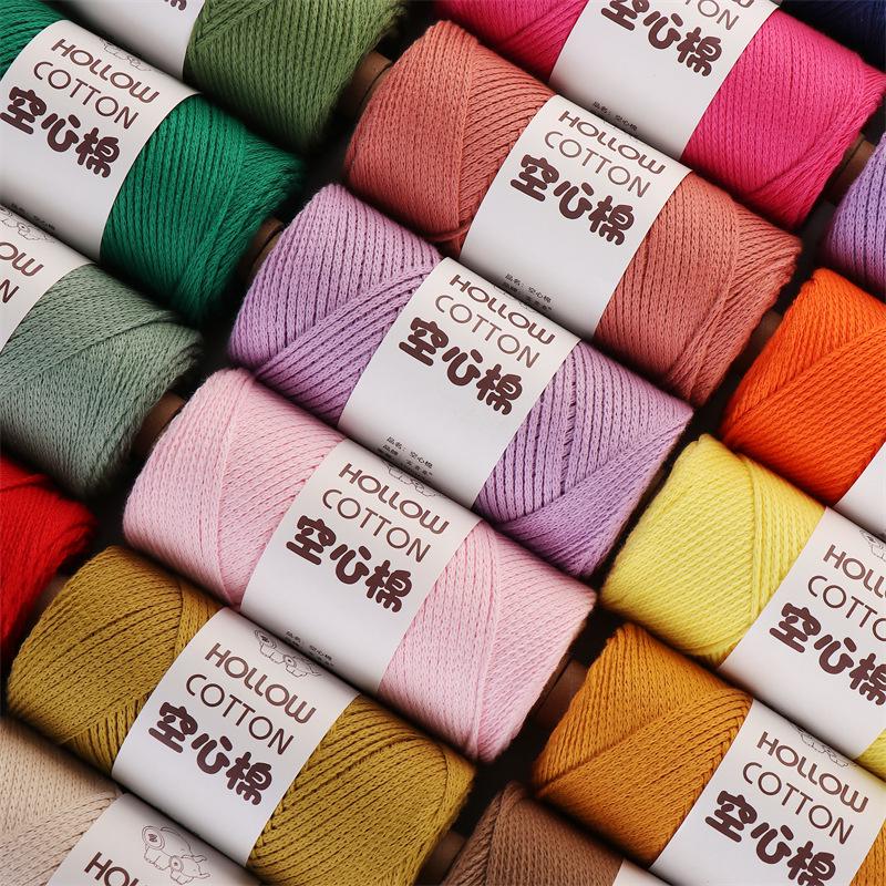 2mm Hollow Pure Cotton Scarf & Bag Yarn for DIY Crochet and Handwoven Projects