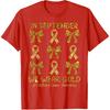 in September We Wear Gold Ribbon Bow Childhood Cancer Girls T-Shirt
