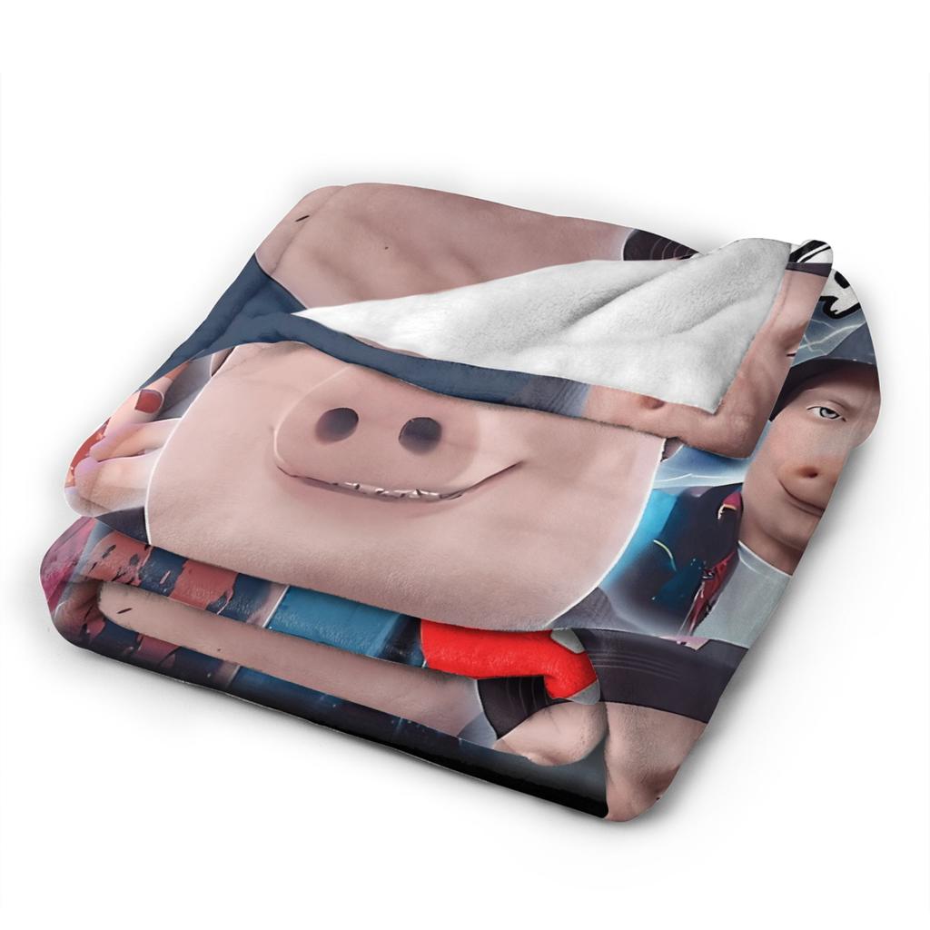 John Pork Vintage Retro Design Warm Blanket  Picnic Plush Throw Blanket Novelty Living Room Flannel Bedspread Sofa Bed Cover
