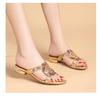 New Rhinestone Sandals Women's High-heeled Slippers Summer Thick Heel Diamond Crystal Versatile Middle Heel Fashion Outer Cool Slippers