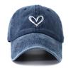 Black Vintage Fashionable Trendy Women Cap Snapback Adjustable Hat Baseball Cotton Washed Stitching Embroidered Heart Love Cute New Brand Latest