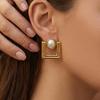 18K Gold Plated Geometric Pearl Earrings – European & American Design