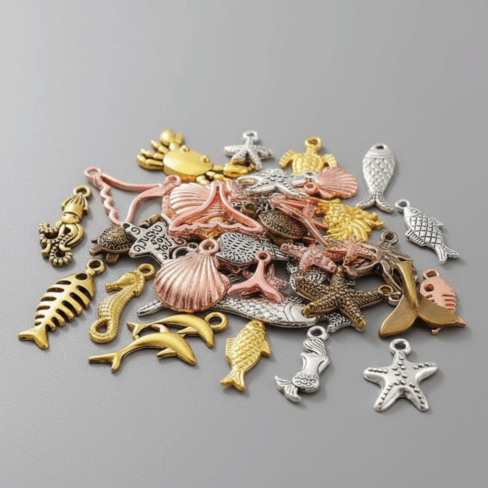Metal Scallop Ocean Life Pendants for DIY Golden Fish DIY Jewelry Accessories  Earrings