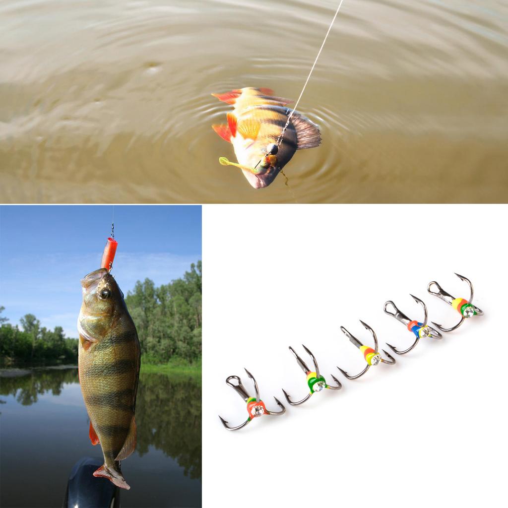 5 Stück Größe 6/8/10/12 Winter Eisangelhaken Meeresangeln Drei Haken Haken aus Kohlenstoffstahl Drilling Angelzubehör