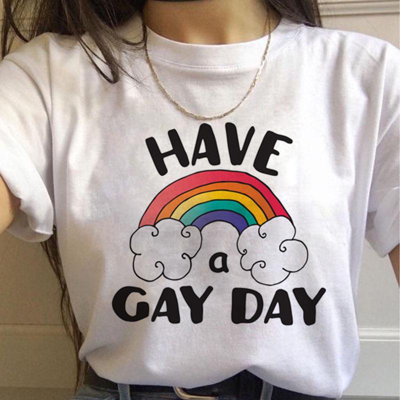 Lgbt Rainbow Harajuku T Shirt Wounisex Gay Pride Ullzang 90s Tshirt Lesbian Graphic Funny Print Tshirt New Fashion Top Tees Female
