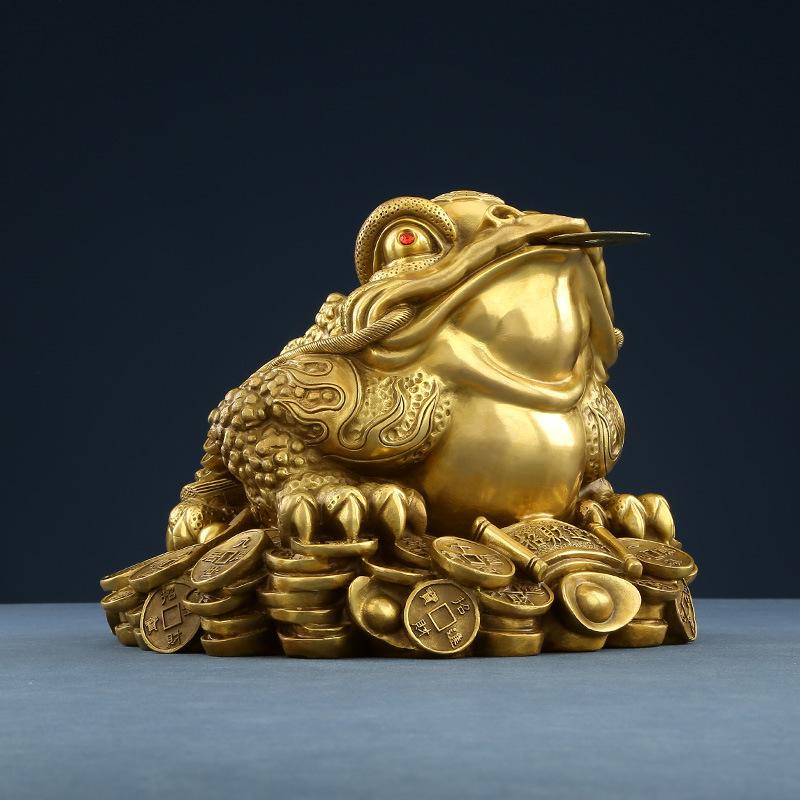 Brass Ornament ≪Treasure Offering Toad≫ Home Decor Living Room Wine Cabinet Office Opening Decoration Gift