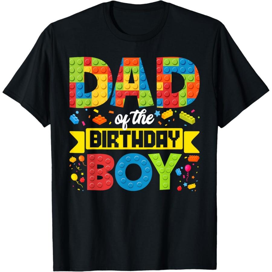 Dad Of The Birthday Boy Master Builder Kids Building Blocks T-Shirt XXXXXL