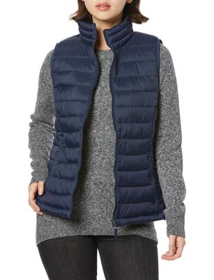 Amazon Essentials Packable Puffer Size L Waterproof, Lightweight, Vest, Women's, Navy,