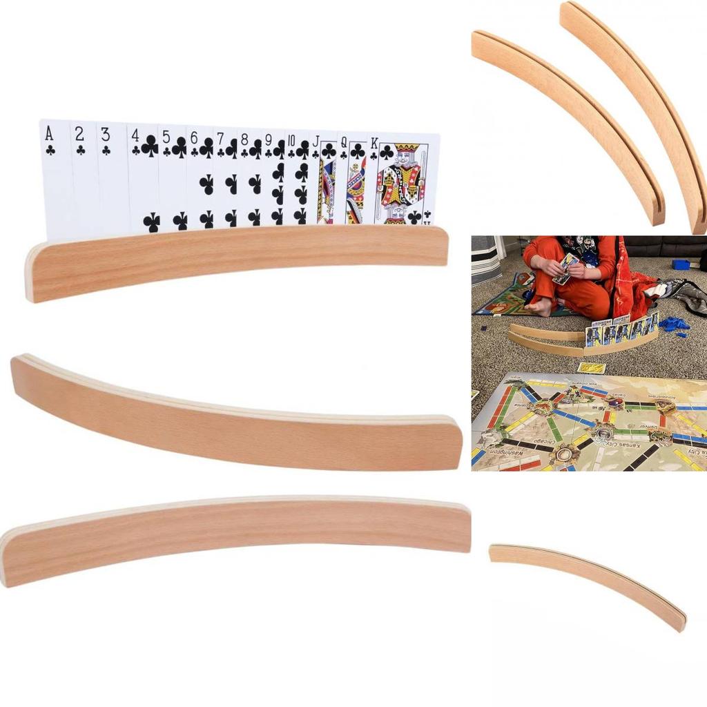 Modern Wooden Playing Card Stand With Long Arms For Home Game Use