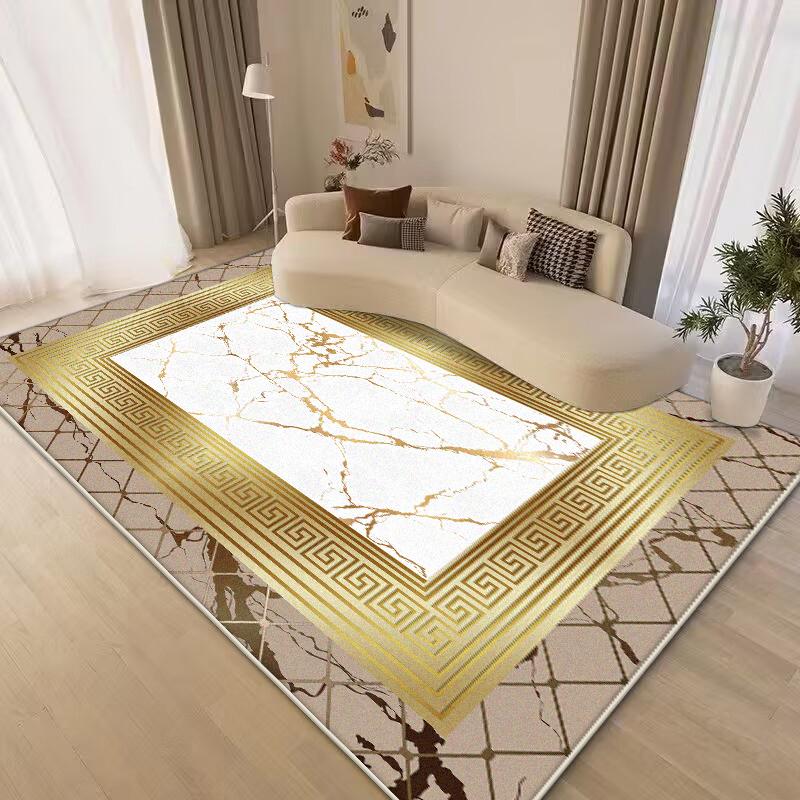 

Chinese Style Carpets for Living Room Washable Bedroom Carpet Non-slip Retro Gold Large Room Rugs Light Luxury Rug Mat floor 80x120cm