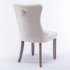 Nikki Collection High-end Tufted Solid Wood Contemporary Velvet Upholstered Dining Chair with Wood Legs Nailhead Trim 2-Pcs Set, Beige, DE2001BG