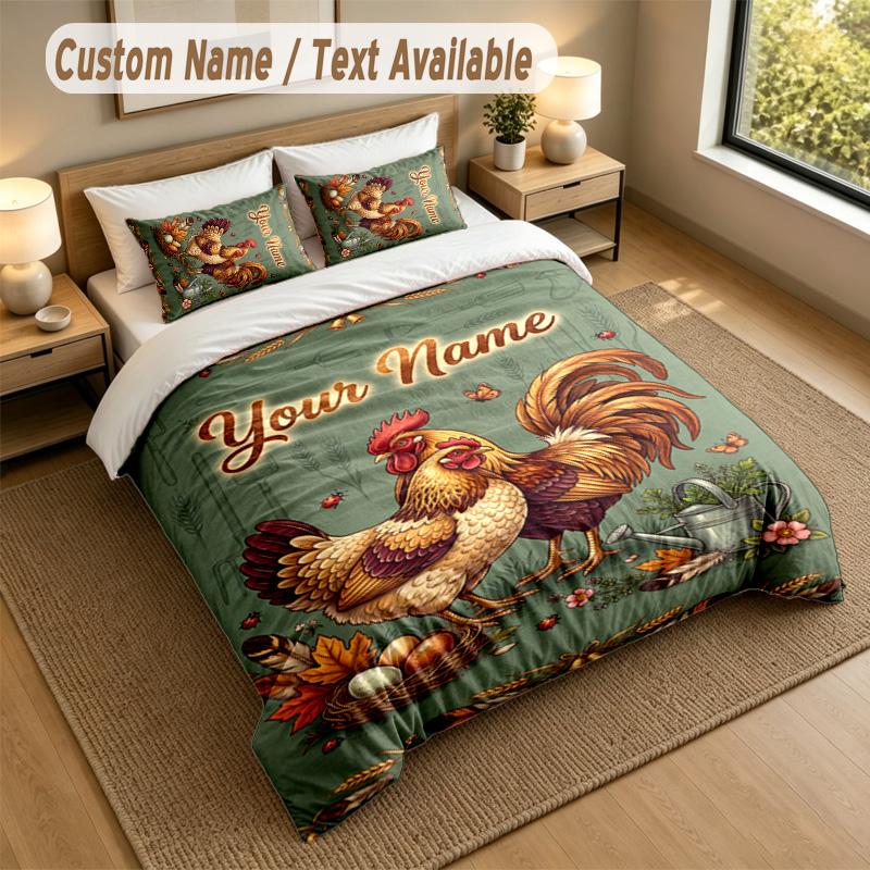 Autumn Harvest Theme Personalized 3Pcs Bedding Set Custom Text & Name 1 Sheet 2 Pillowcases Household Bedding 1pc