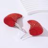 2pcs Red Resin Horn Hair Clips Adorned With Red Rhinestones, Perfect For Parties, Gatherings, And Festive Occasions