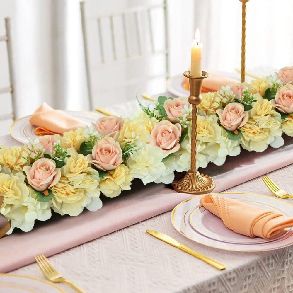 54X23CM Size Artificial Rose Strip Simulation Flowers Strip Flower Design Wedding Scene Decoration Rose Arrangement